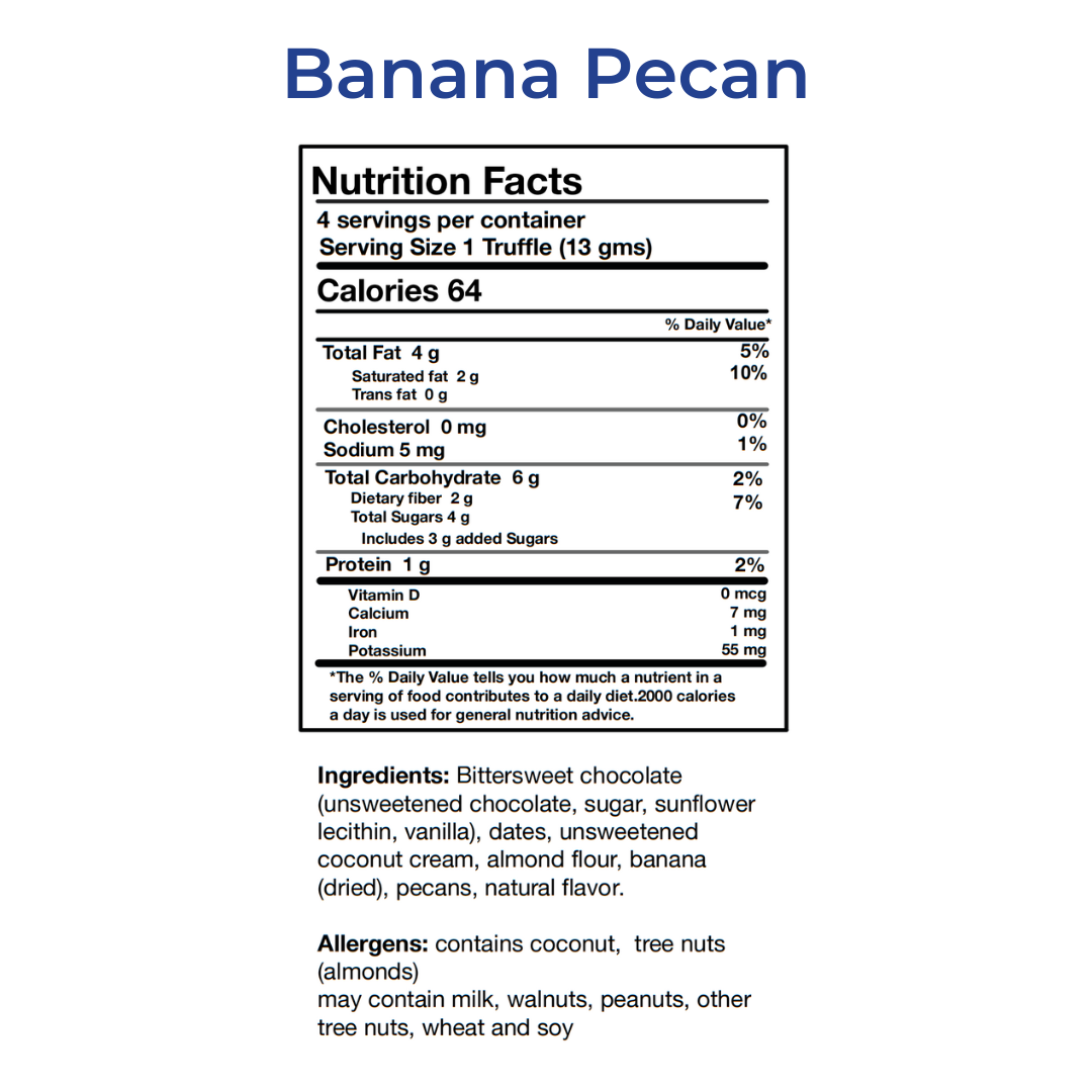 Banana Pecan Chocolate Truffles 4pack (16 truffles)